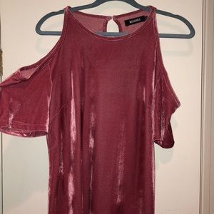 Missguided open shoulder velvet dress